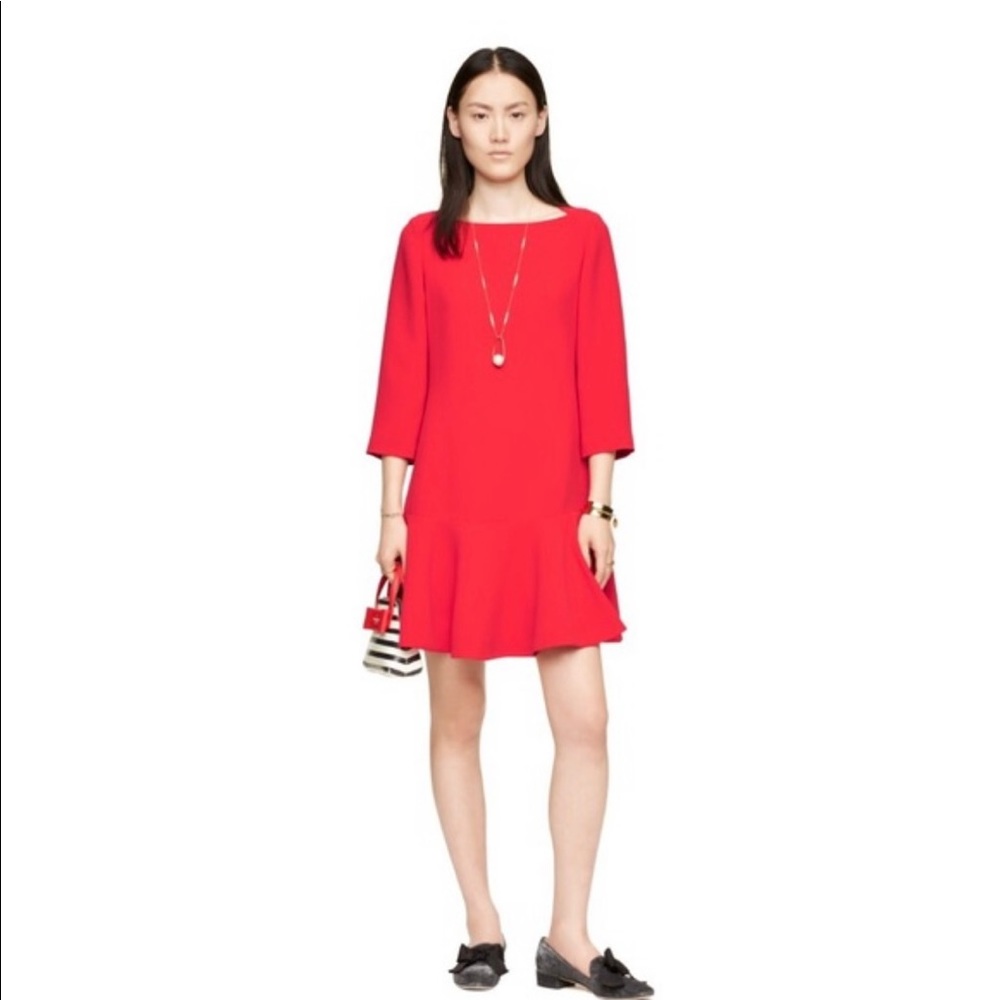 ❤️ NWT Kate Spade Crepe Flounce Dress